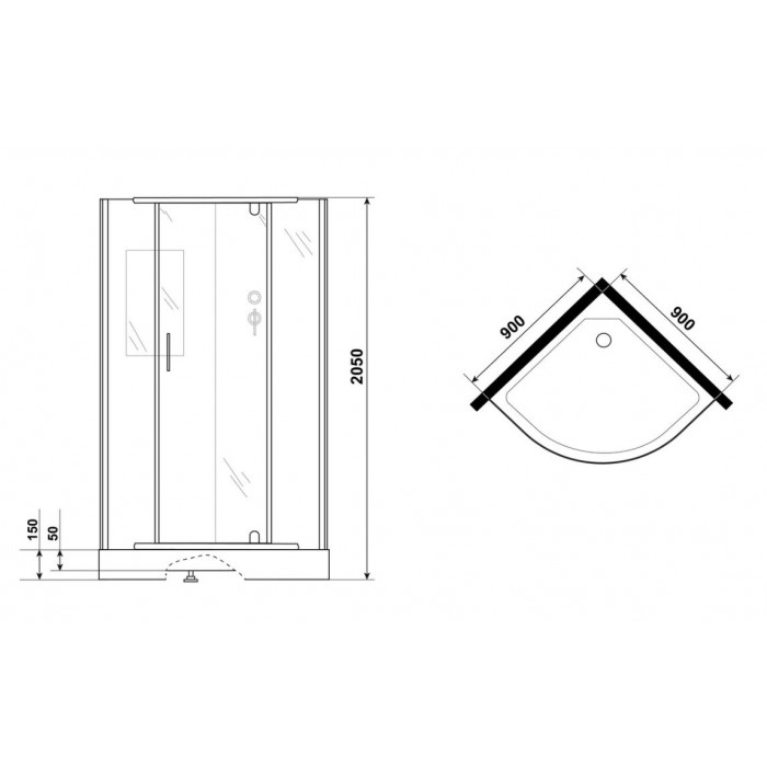 Душевая кабина Grossman Classic GR171 (90х90х205) дверь распашная, профиль хром