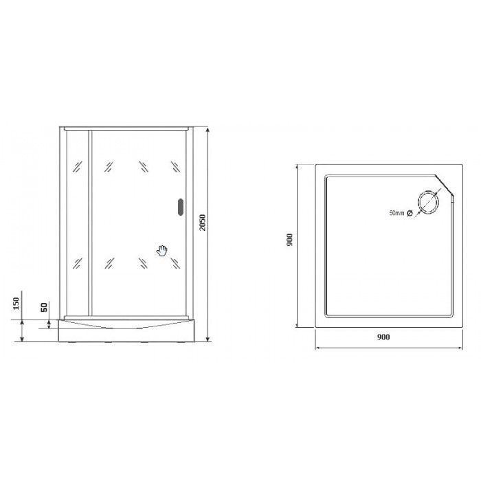 Душевая кабина Grossman Classic GR271QL (90х90х205) дверь распашная, левая