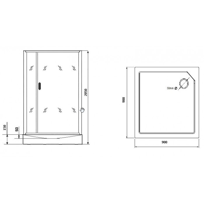 Душевая кабина Grossman Classic GR271QR (90х90х205) дверь распашная, правая