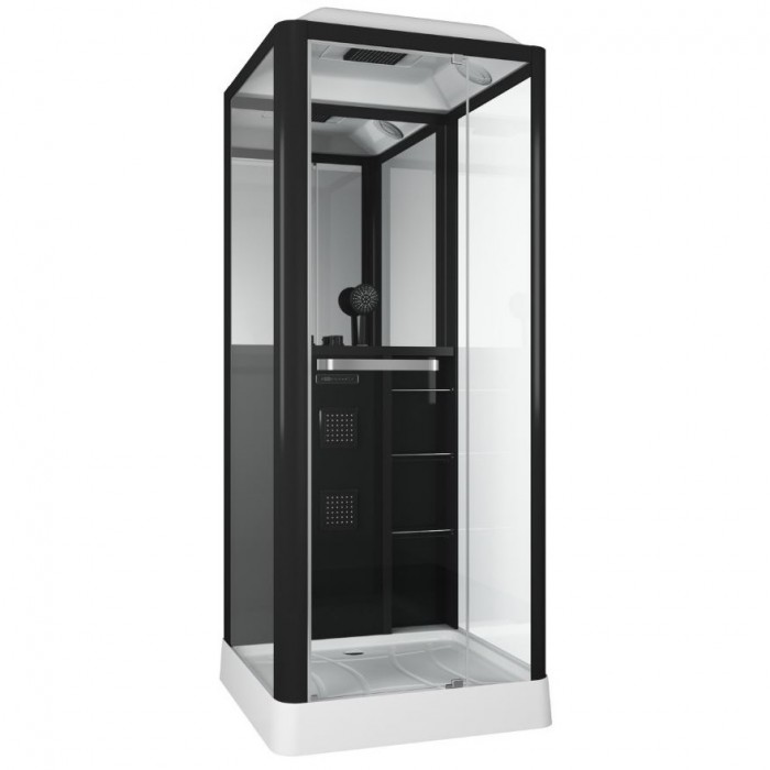 Душевая кабина Grossman Alba GR221 (90x90x225) дверь распашная, профиль черный