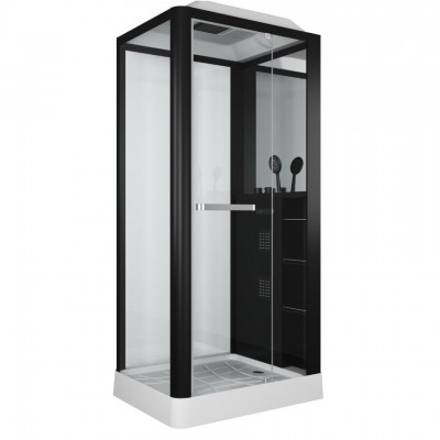 Душевая кабина Grossman Alba GR222 (80x100x225) дверь распашная, черный профиль