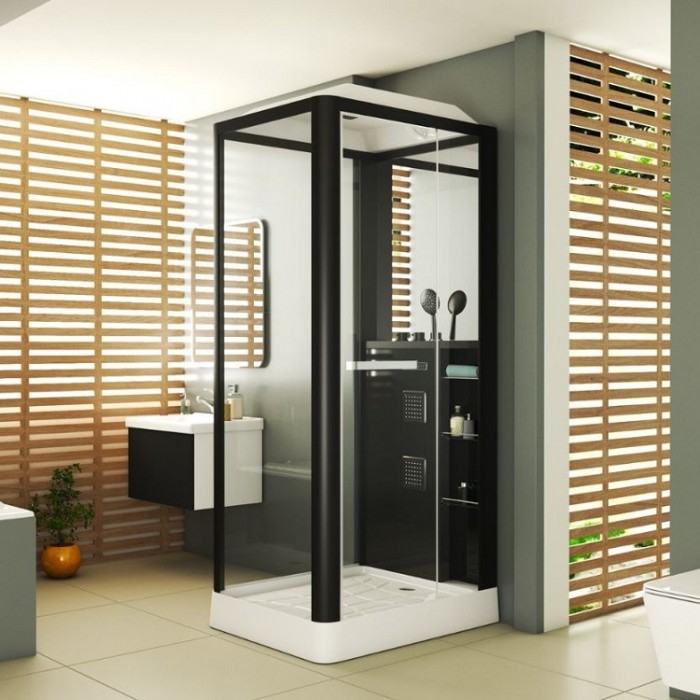 Душевая кабина Grossman Alba GR222 (80x100x225) дверь распашная, черный профиль