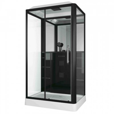 Душевая кабина Grossman Alba GR227L (90x120x225) дверь раздвижная, черный профиль