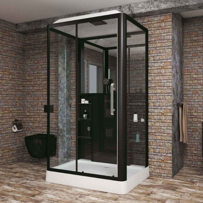 Душевая кабина Grossman Alba GR227L (90x120x225) дверь раздвижная, черный профиль