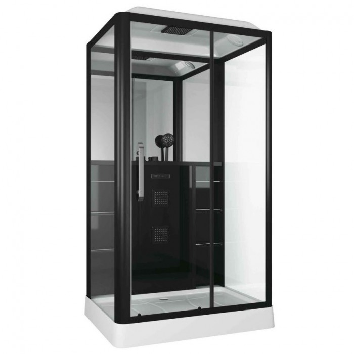 Душевая кабина Grossman Alba GR227R (90x120x225) дверь раздвижная, черный профиль