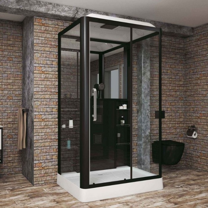 Душевая кабина Grossman Alba GR227R (90x120x225) дверь раздвижная, черный профиль