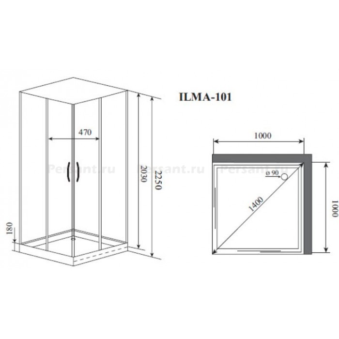 Душевая кабина Timo Premium 100x100 ILMA-101 стекло прозрачное, профиль хром