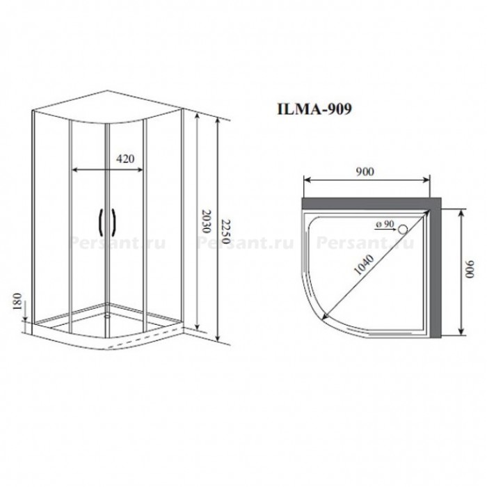 Душевая кабина Timo Premium 90x90 ILMA-909 стекло прозрачное, профиль хром