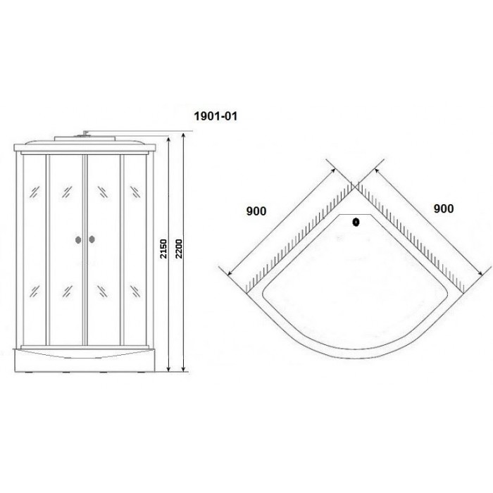 Душевая кабина Niagara Ultra NG-1901-01 (90х90х220) низкий поддон, стекло тонированное