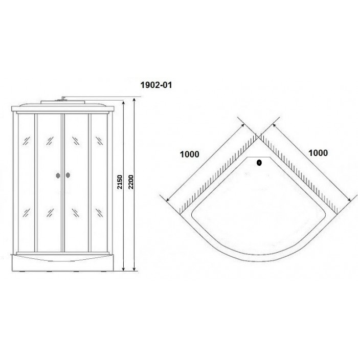 Душевая кабина Niagara Ultra NG-1902-01 (100х100х220) низкий поддон, стекло тонированное
