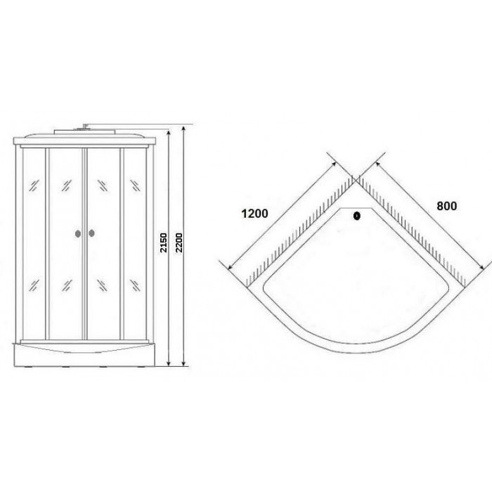 Душевая кабина Niagara Eco E120/80/13L/MT (120х80х215) поддон низкий, стекло матовое