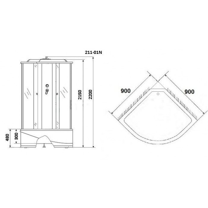 Душевая кабина Niagara Ultra NG-211-01N (90х90х220) высокий поддон, стекло тонированное