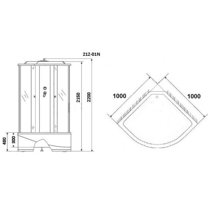 Душевая кабина Niagara Ultra NG-212-01N (100х100х220) высокий поддон, стекло тонированное