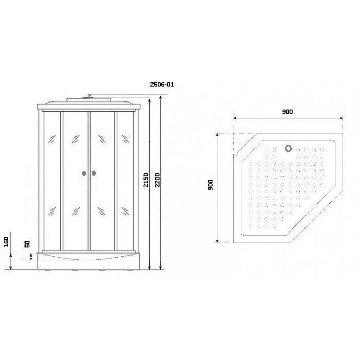 Душевая кабина Niagara Ultra NG-2506-01 (90х90х220) низкий поддон, стекло тонированное