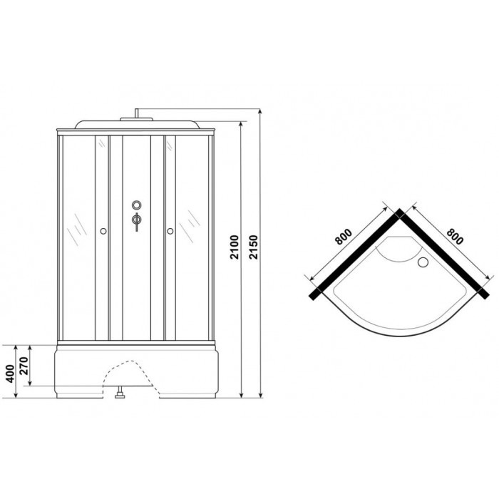 Душевая кабина Niagara Eco NG-7507-14BLACK (80х80х215) высокий поддон, стекло мозаика