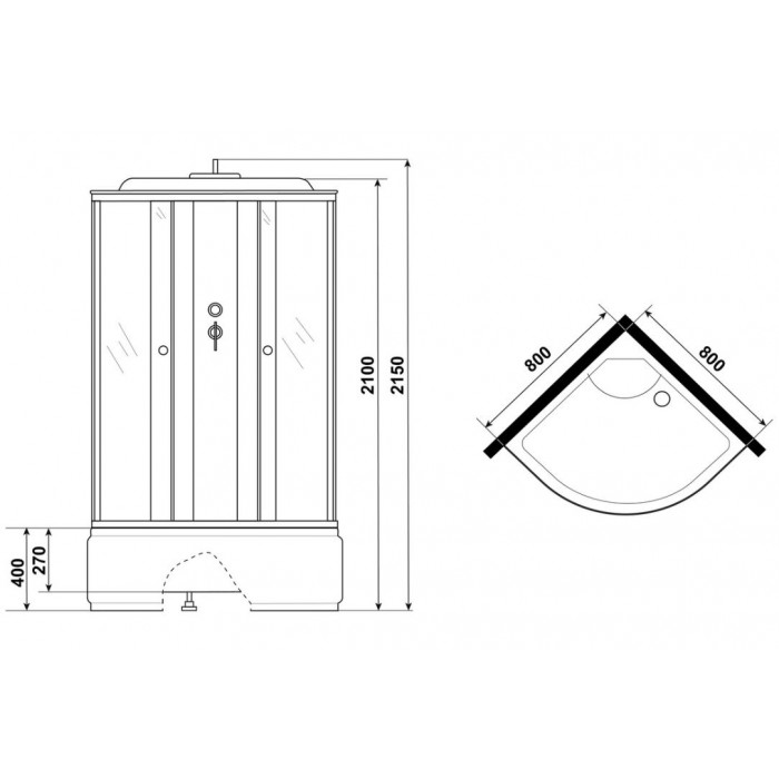 Душевая кабина Niagara Eco NG-7509-14BLACK (100х100х215) высокий поддон, стекло мозаика