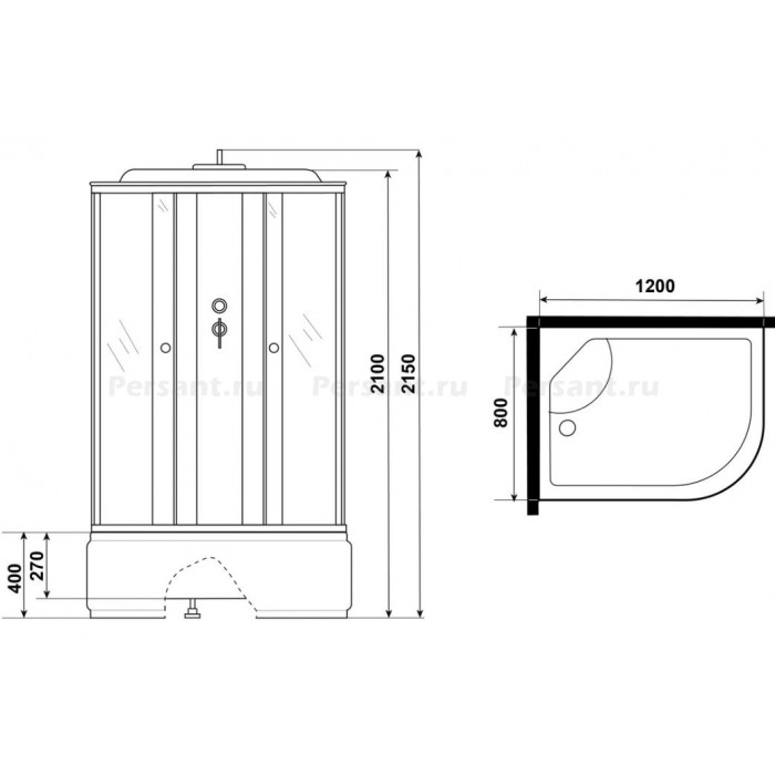 Душевая кабина Niagara Eco NG-7510-14R BLACK (120х80х215) высокий поддон, стекло мозаика