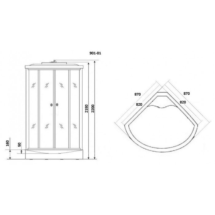 Душевая кабина Niagara Ultra NG-901-01 (90х90х220) низкий поддон, стекло тонированное