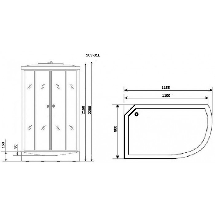 Душевая кабина Niagara Ultra NG-903-01L (120х80х220) низкий поддон, стекло тонированное