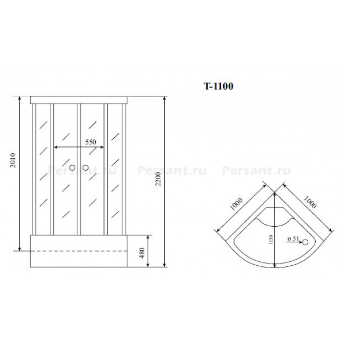 Душевая кабина Timo Standart 100x100 T-1100 стекло тонированное, профиль хром
