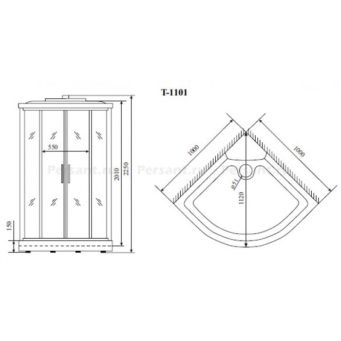 Душевая кабина Timo Standart 100x100 T-1101 стекло тонированное, профиль хром