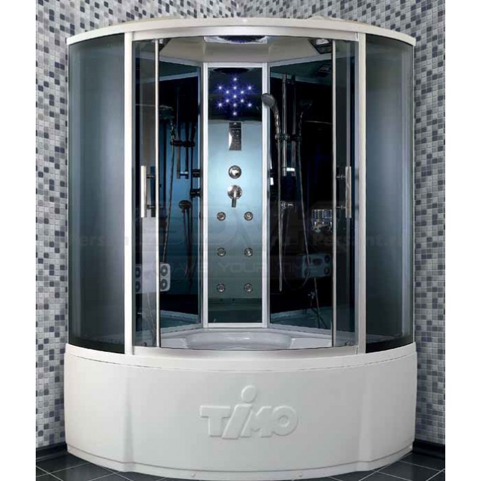 Душевой бокс Timo Standart 120x120 T-1125, гидромассаж ног и спины, стекло тонированное
