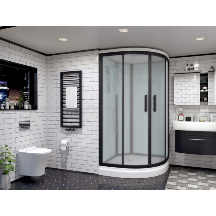 Душевая кабина Timo Standart 90x90 T-6609BF Black Fabric, стекло рифленое, профиль черный