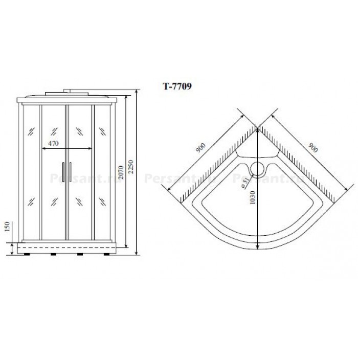 Душевая кабина Timo Lux 90x90 T-7709 стекло прозрачное, профиль хром