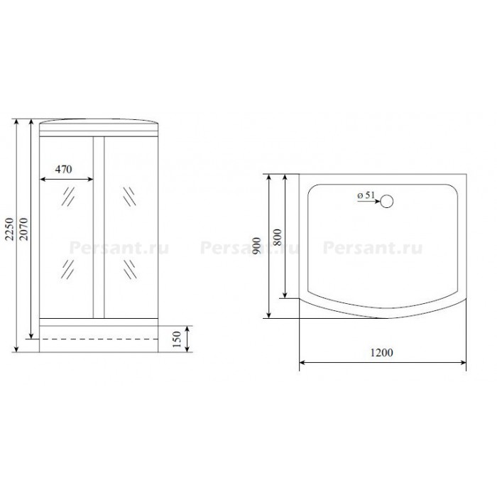 Душевая кабина Timo Lux 120x90 T-7715 стекло прозрачное, профиль хром