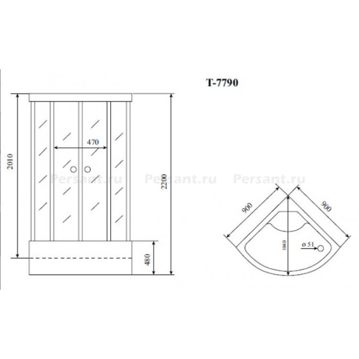 Душевая кабина Timo Lux 90x90 T-7790 стекло прозрачное, профиль хром