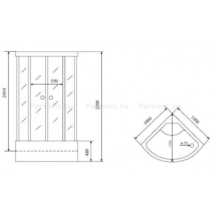 Душевая кабина Timo Comfort 100x100 T-8800 Clean Glass, стекло прозрачное