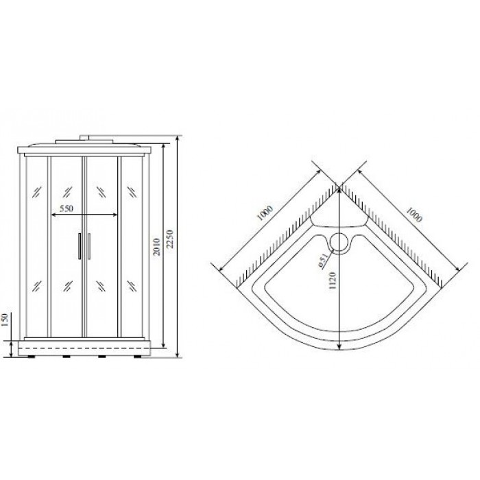 Душевая кабина Timo Comfort 100x100 T-8801 Fabric Glass, стекло рифленое