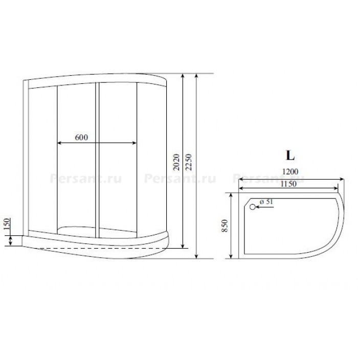 Душевая кабина Timo Comfort 120x85 T-8802LC, стекло прозрачное, профиль хром, левостороняя