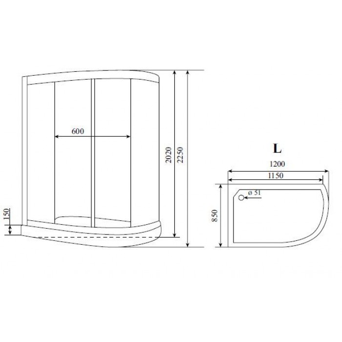 Душевая кабина Timo Comfort 120x85 T-8802 L F, стекло рифленое, левостороняя