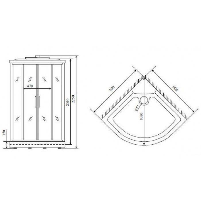 Душевая кабина Timo Comfort 90x90 T-8809 Fabric Glass, стекло рифленое