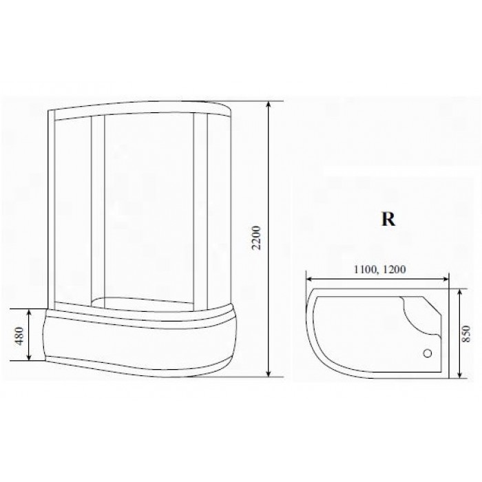 Душевая кабина Timo Comfort 120x85 T-8820 R Clean Glass, стекло прозрачное, правосторонняя