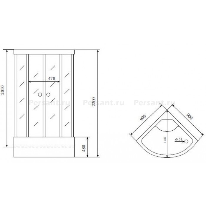 Душевая кабина Timo Standart 90x90 T-1190 стекло тонированное, профиль хром