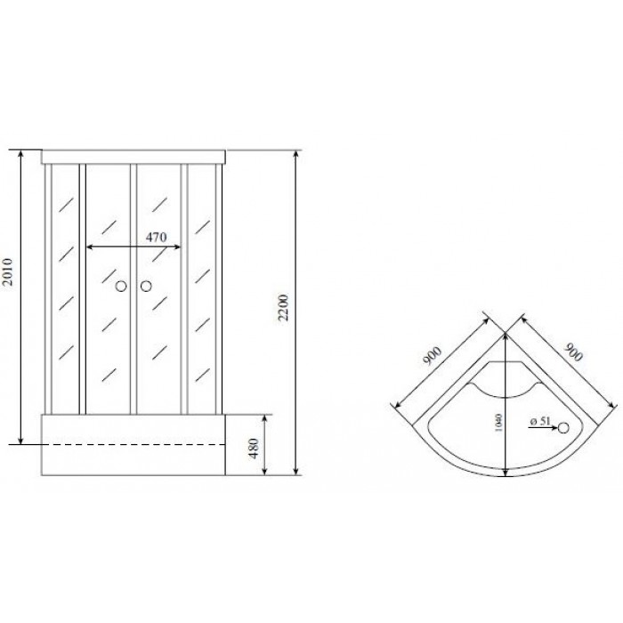 Душевая кабина Timo Comfort 90x90 T-8890 Fabric Glass, стекло рифленое