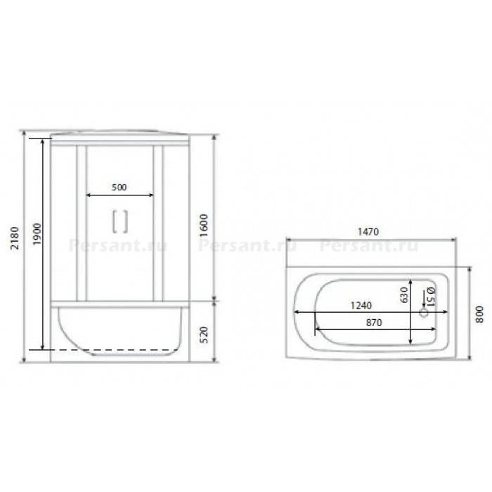 Душевой бокс Timo Eco 148x80 TE-0750 стекло рифленое, белый профиль