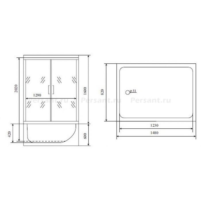 Душевой бокс Timo Lux 148x82 TL-1505 складные двери, профиль хром
