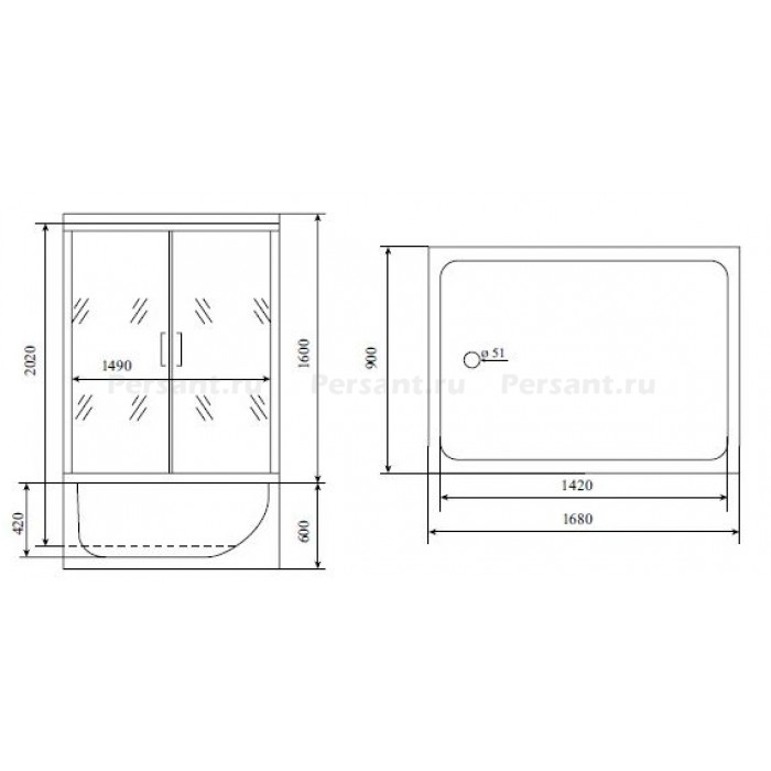 Душевой бокс Timo Lux 168x90 TL-1506 складные двери, профиль хром
