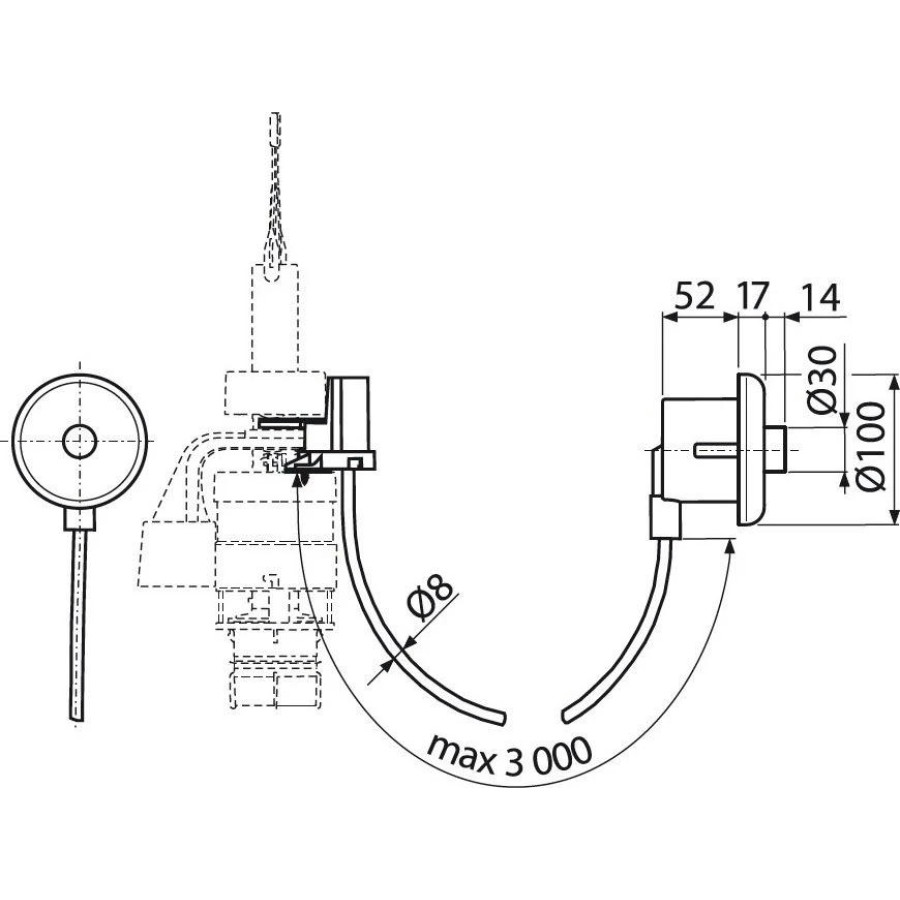 Клавиша смыва на расстоянии AlcaPlast MPO10