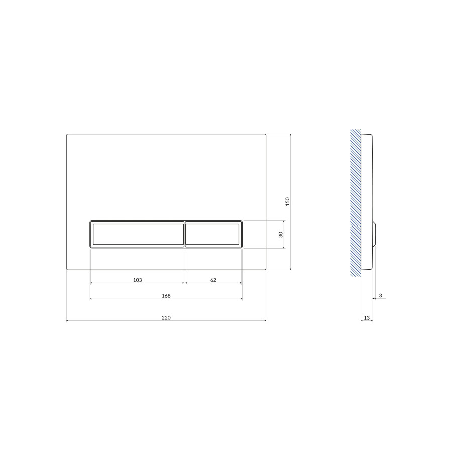 Кнопка смыва Cersanit Blick для инсталляции PRO/VECTOR/LINK/HI-TEC пластик черный матовый (64115)