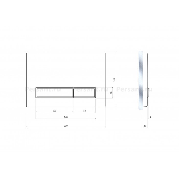 Кнопка смыва Cersanit Blick для инсталляции PRO/VECTOR/LINK/HI-TEC пластик хром матовый (64078)