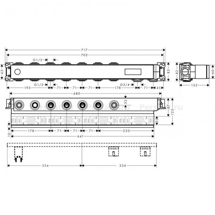Скрытая часть hansgrohe Rainselect 15313180 на 5 потоков