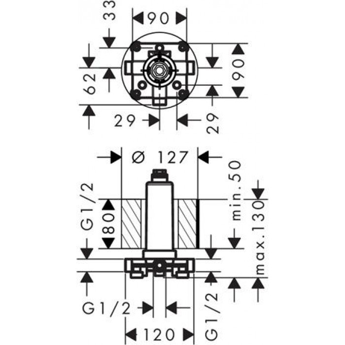 Скрытая часть верхнего душа Hansgrohe Rainmaker Select 24010180