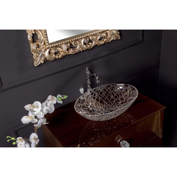 Столешница под раковину Boheme Armadi Art NeoArt 80 853-080-DB стекло темно-коричневое