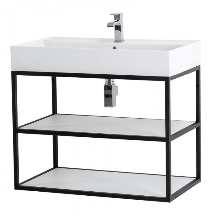 Полка в консоль Cezares Cadro 75 см, из керамогранита, белая матовая CADRO-80-MENS-BIANCO