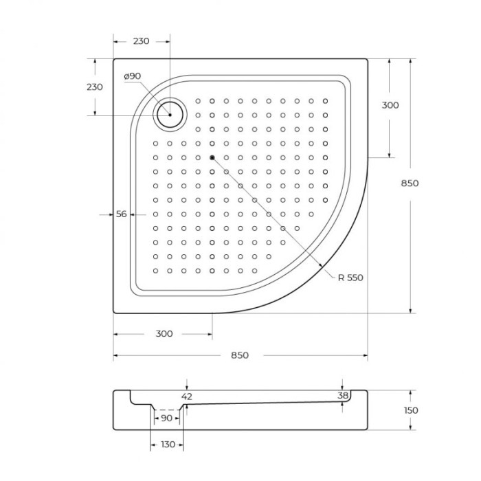 Акриловый поддон для душа BelBagno Tray 85x85x15 TRAY-BB-R-85-550-15-W
