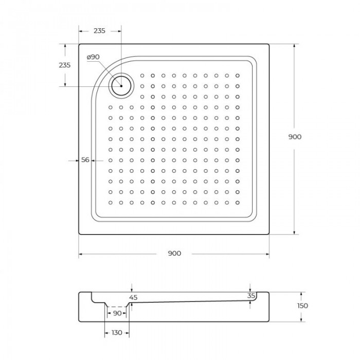 Акриловый поддон для душа BelBagno Tray 90x90x15 TRAY-BB-A-90-15-W